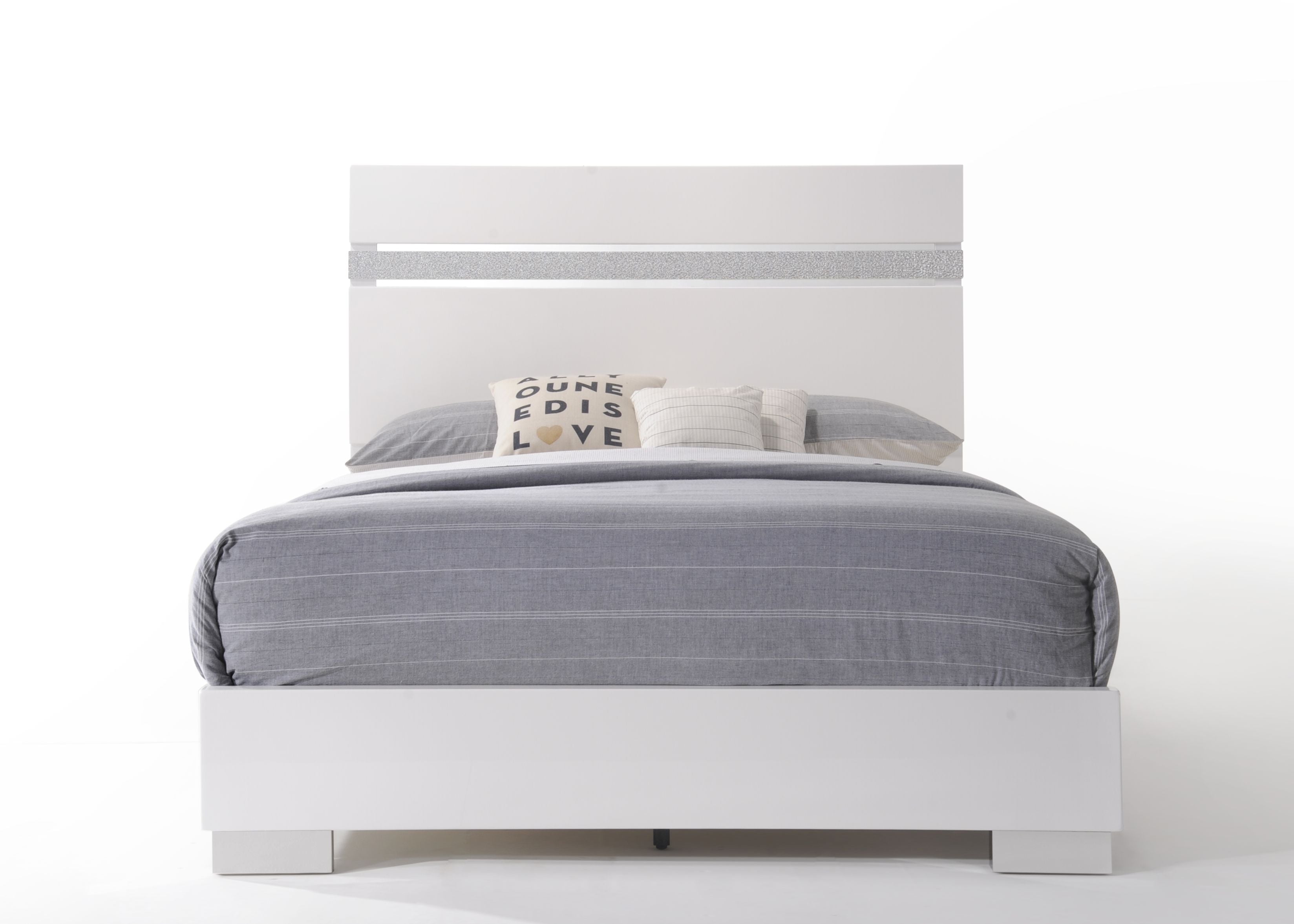 White High Gloss Queen Bed - Modern, Sleek Design