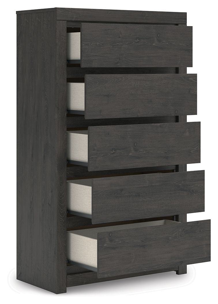 Fraluna - Charcoal - Five Drawer Chest