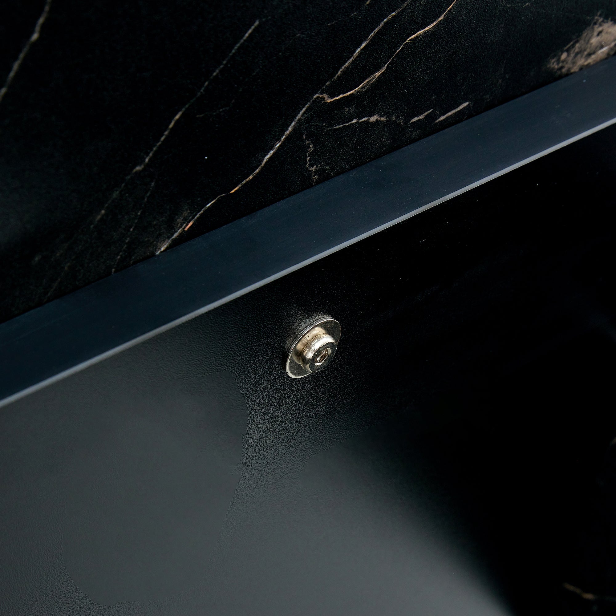 Modern Black Marble Dining Table (63x37) with Gold Legs
