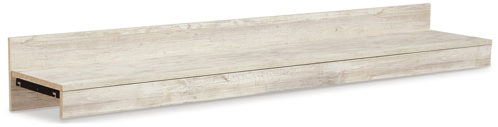Whitewash bridge shelf with long top and open side brackets