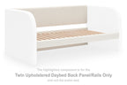 White upholstered daybed back panel rails with light beige padded insert