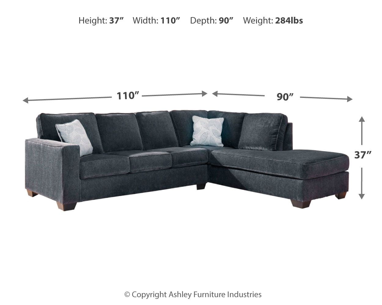 Dark gray L-shaped sleeper sectional sofa with chaise and tufted seat cushions