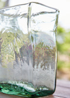 Taylow green glass vase with clear body and thick rim edge