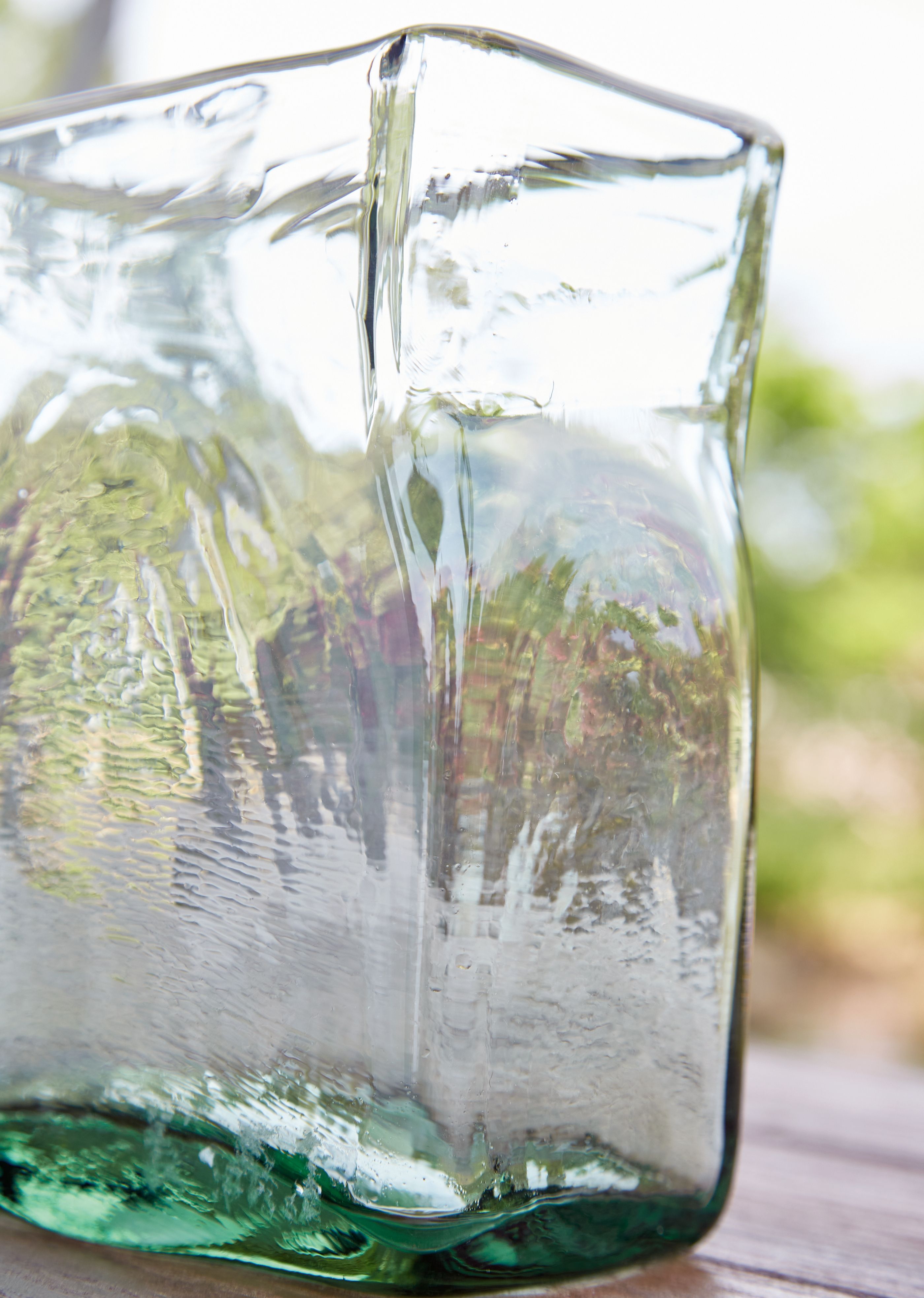 Taylow green glass vase with clear body and thick rim edge