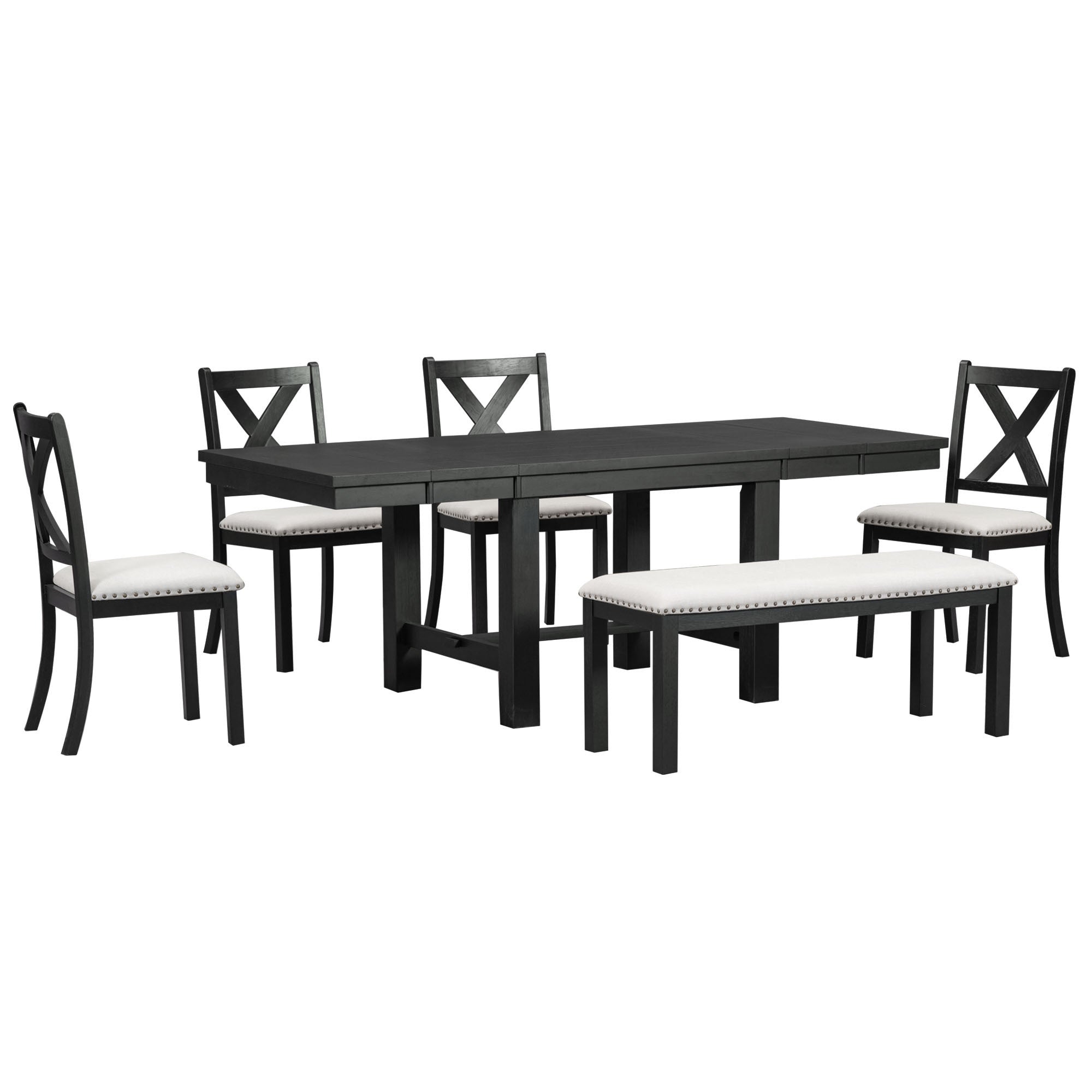 82" Farmhouse Dining Table Set, 6-Piece