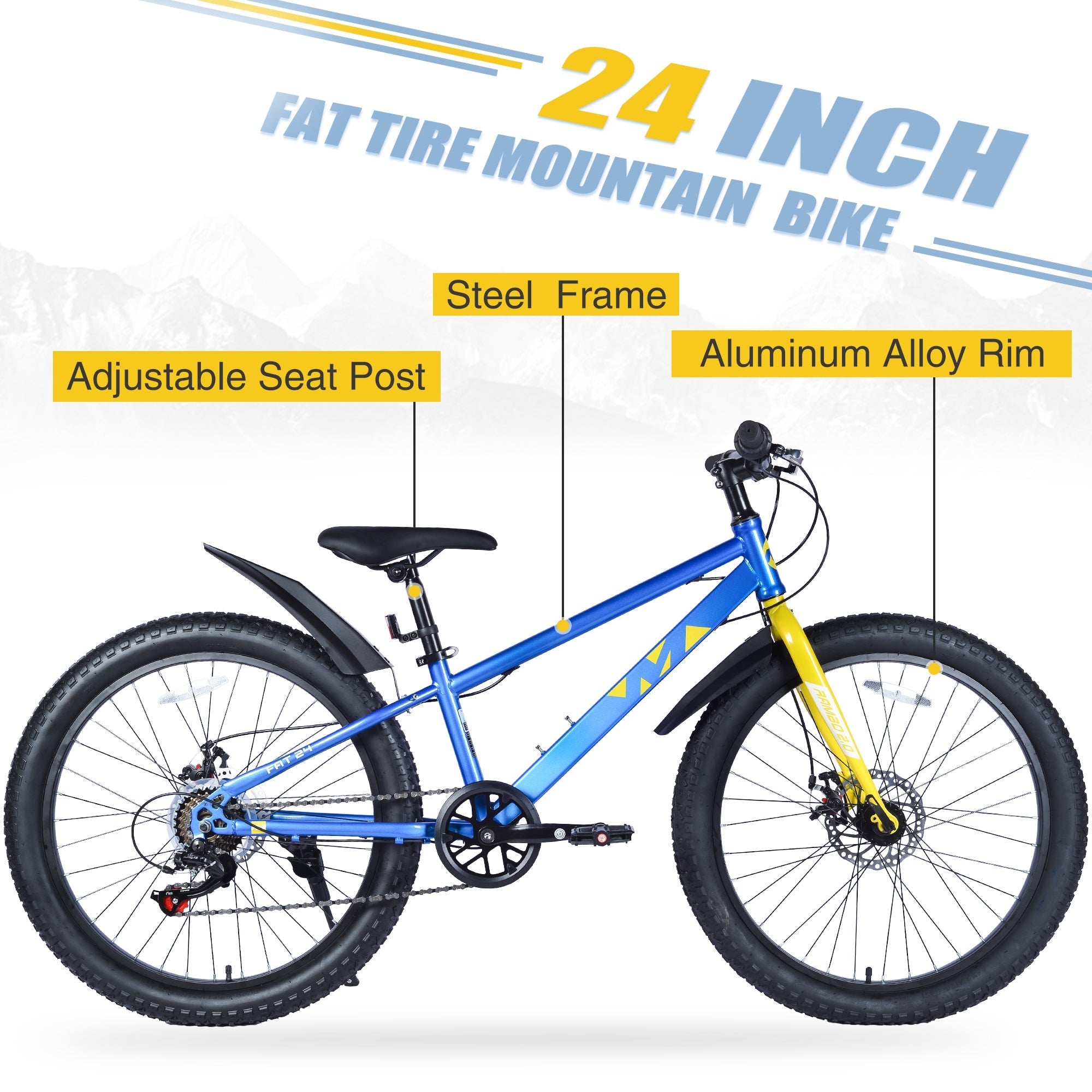24" Kids Mountain Bike - 7-Speed, Disc Brakes-American Furniture Outlet