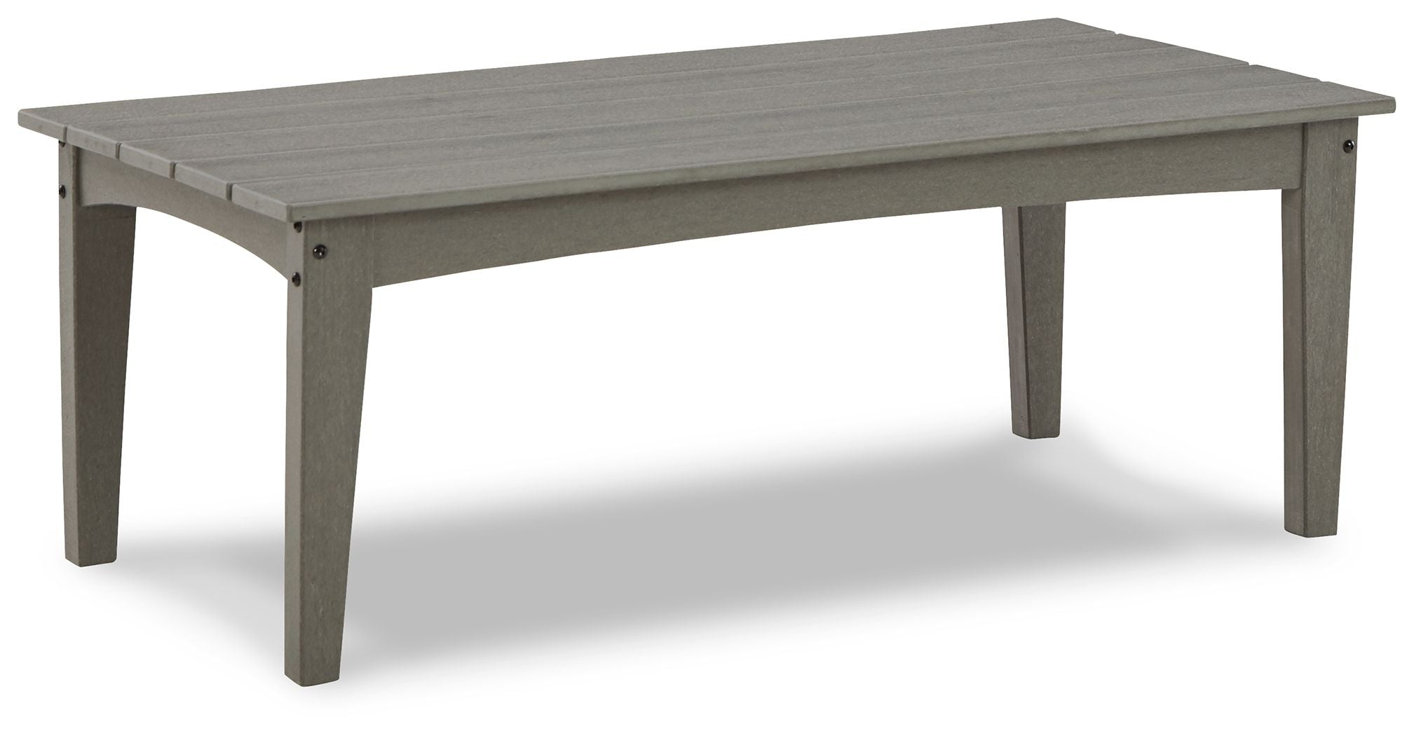 Rectangular gray cocktail table with smooth top and four legs