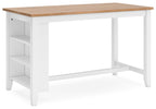 Rectangular dining counter table with side open shelves and light wood top