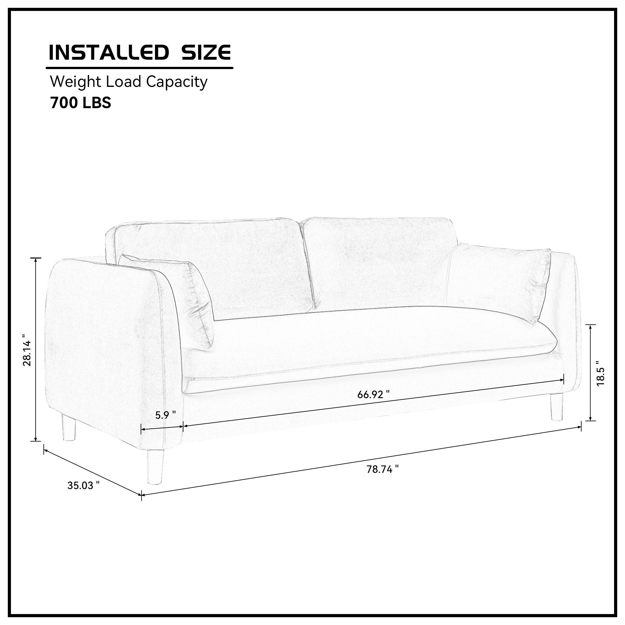 78.74" 2 - Seat Upholstered Loveseat Sofa Modern Couch, Luxury Classic For Living Room Bedroom Apartment Office