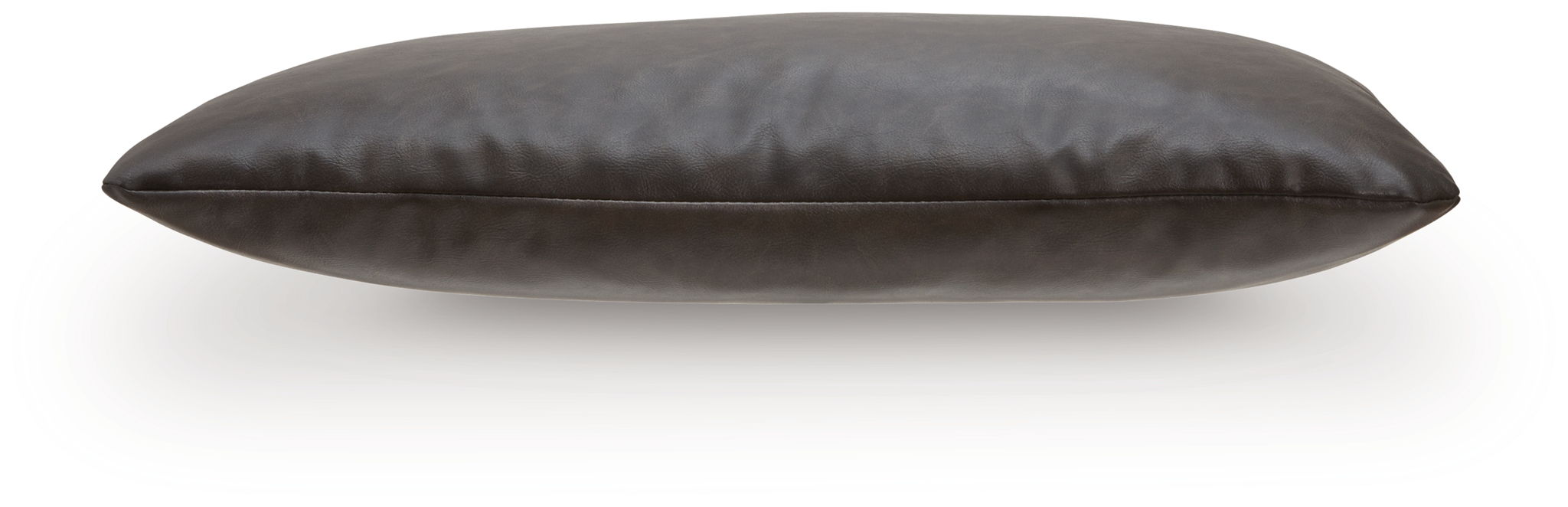 Dark brown lumbar pillow with smooth fabric and piped seam