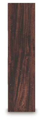 Dark brown wooden cube organizer side panel with visible wood grain