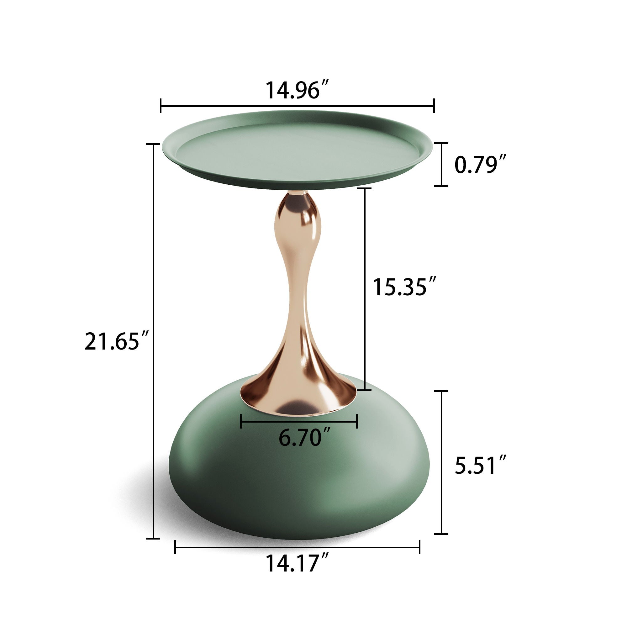 Luxury Design Iron End Table, Minimalist Round Side Table For Small Space - Green