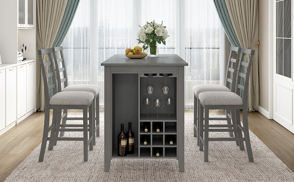 5-Piece Counter Height Dining Set (Gray)