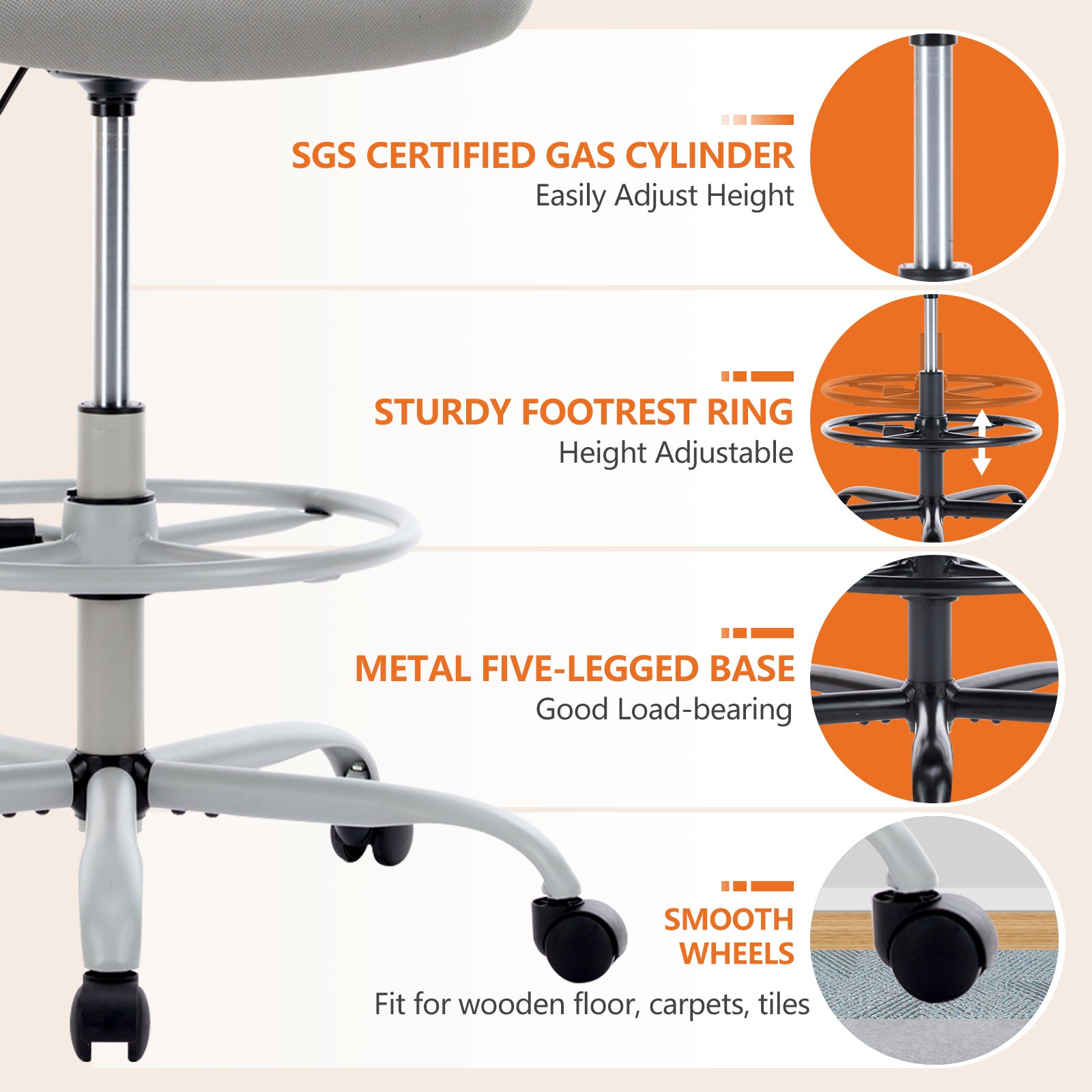 Tall Ergonomic Office Chair with Flip-up Armrests