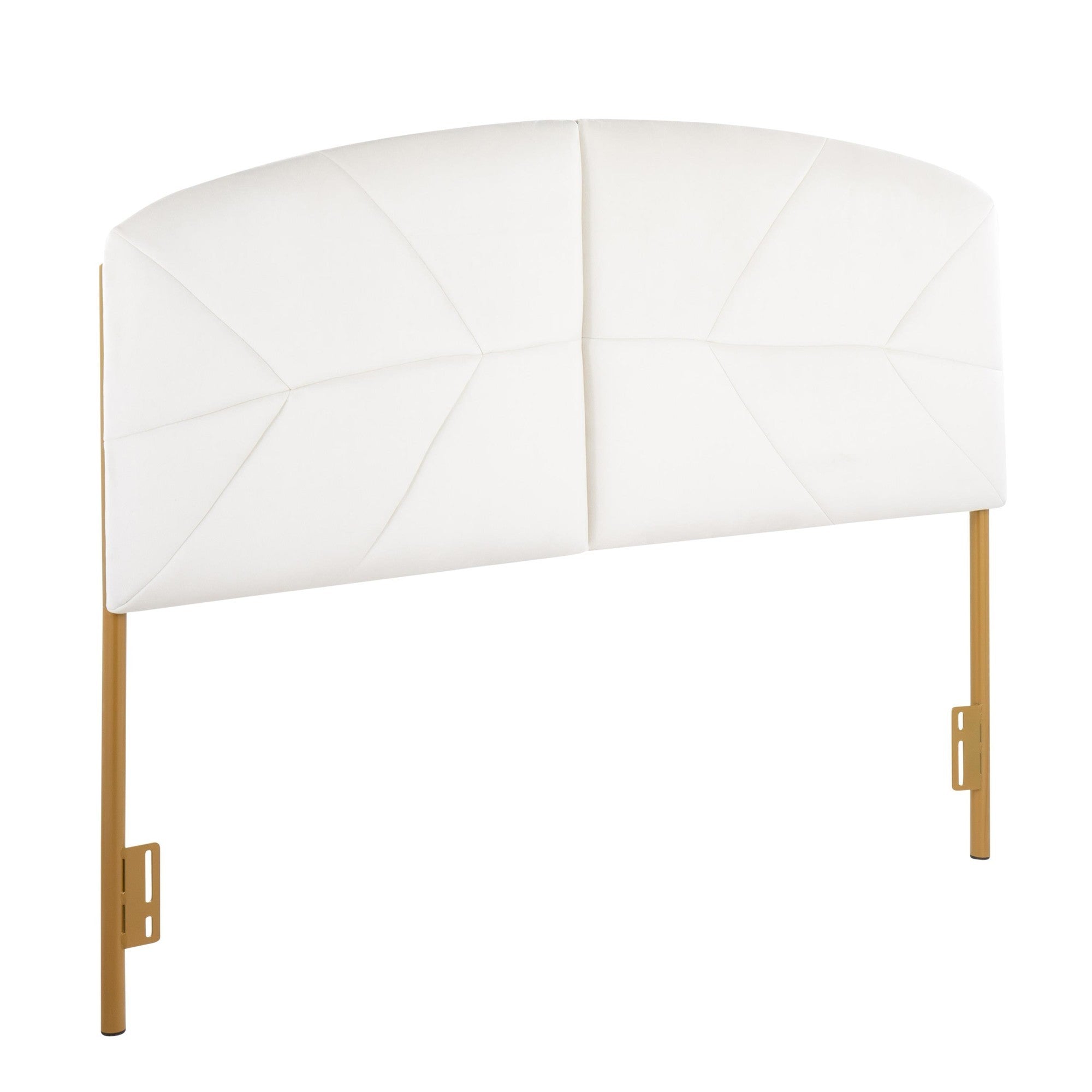 LumiSource Lindsey Glam Queen Headboard: Gold Steel, Cream Velvet
