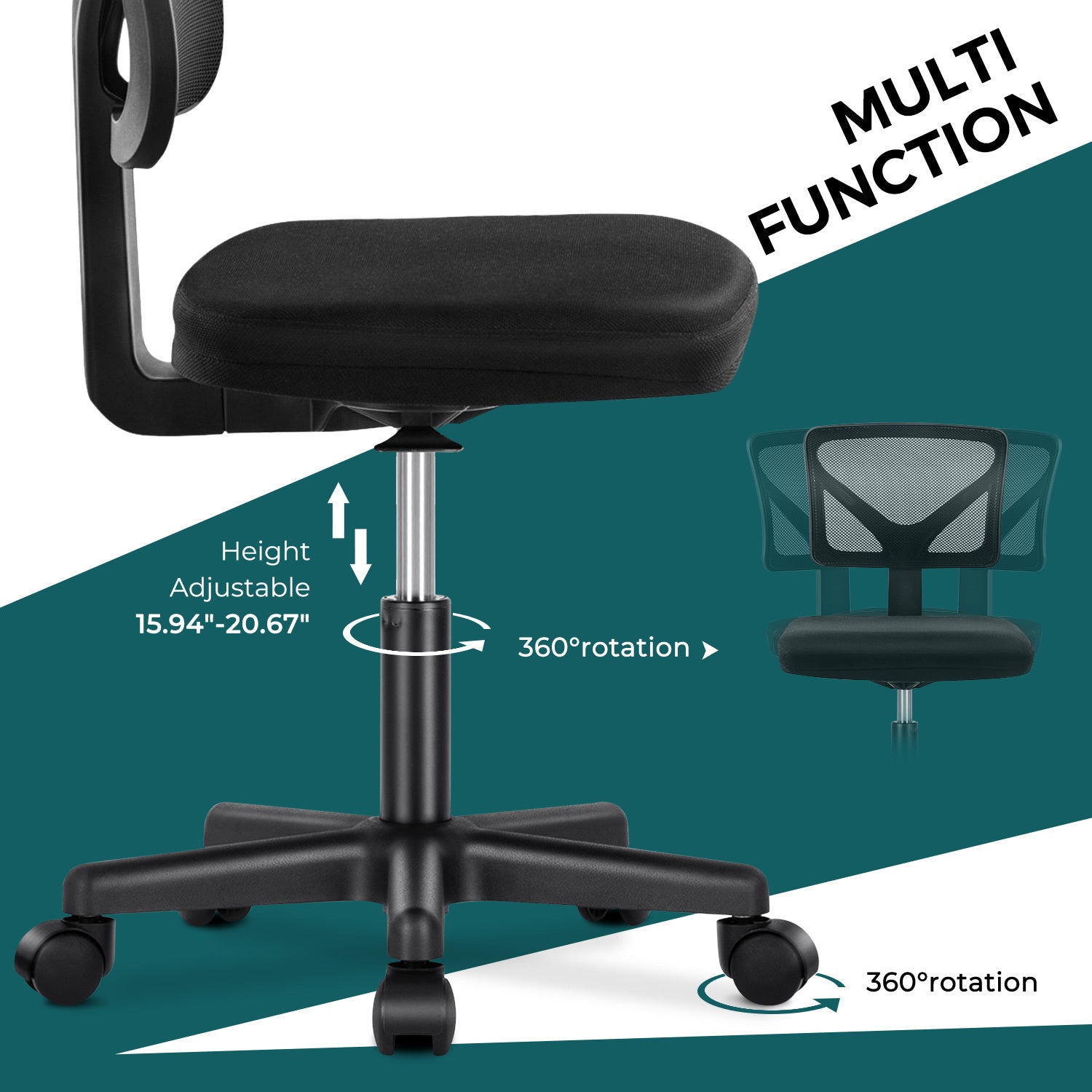 Small Home Office Chair w/ Lumbar Support (Armless)