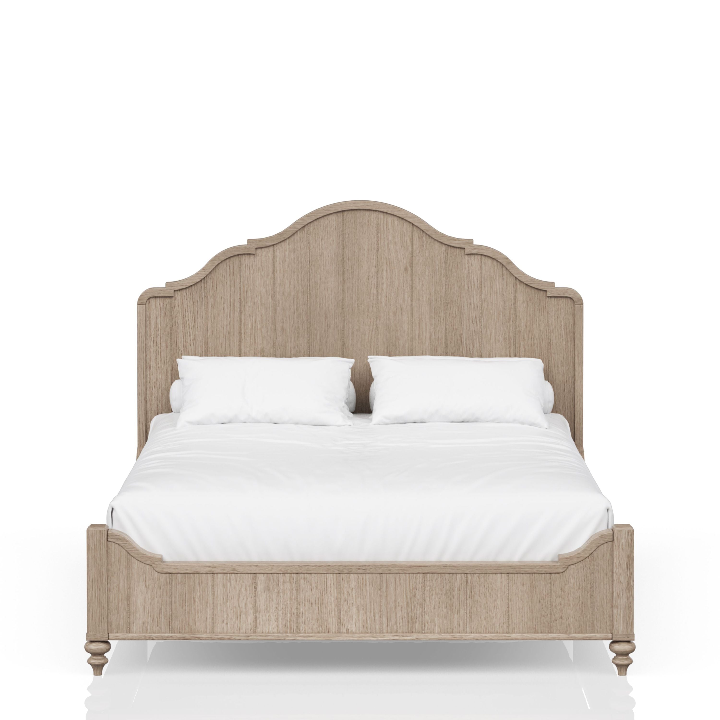 Durable Transitional Casual Queen Panel Bed | Sand Finish, Solid Wood MDF