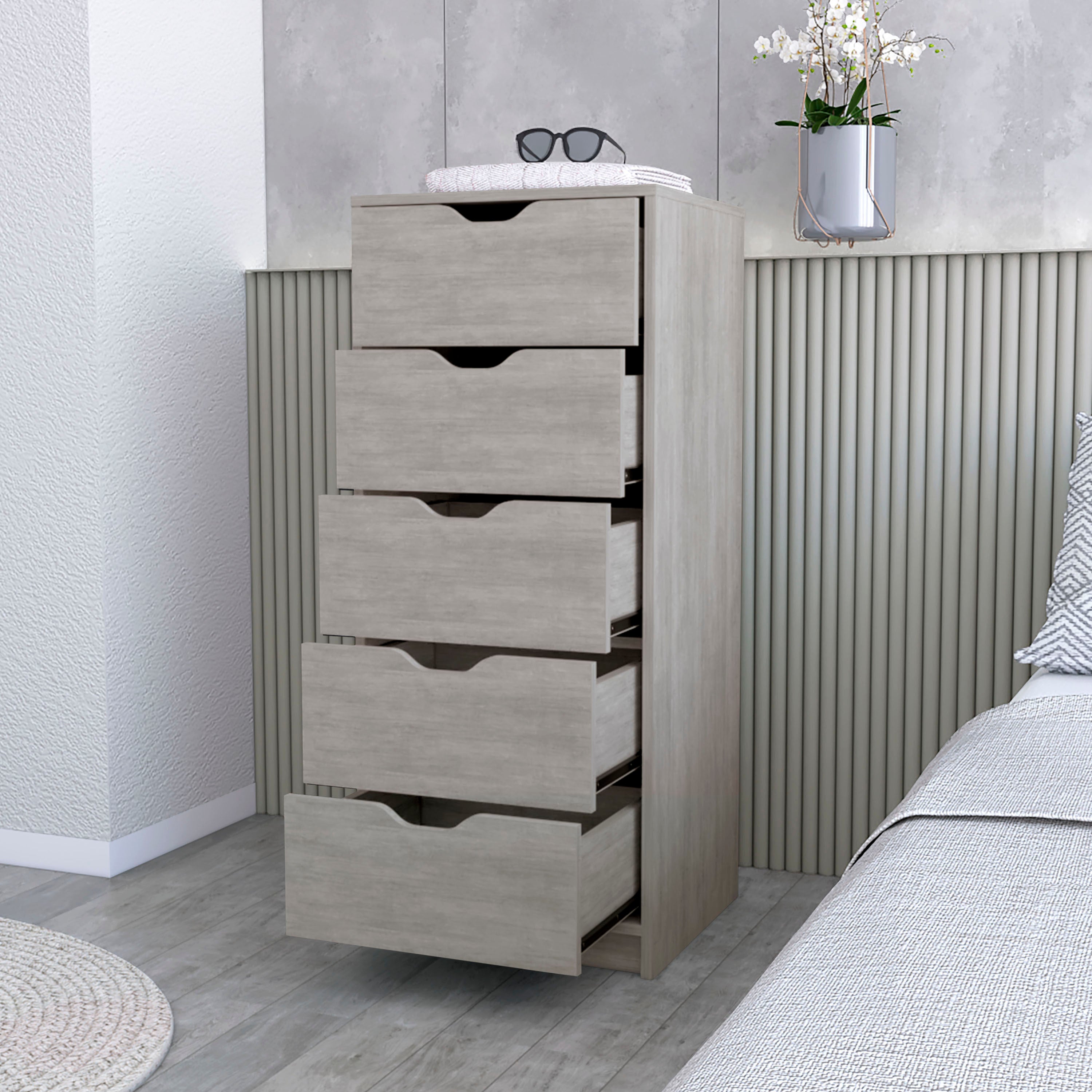 Dillon 5 Narrow Drawer Dresser, Tall Chest of Drawers