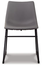 Gray upholstered side chair with black metal legs