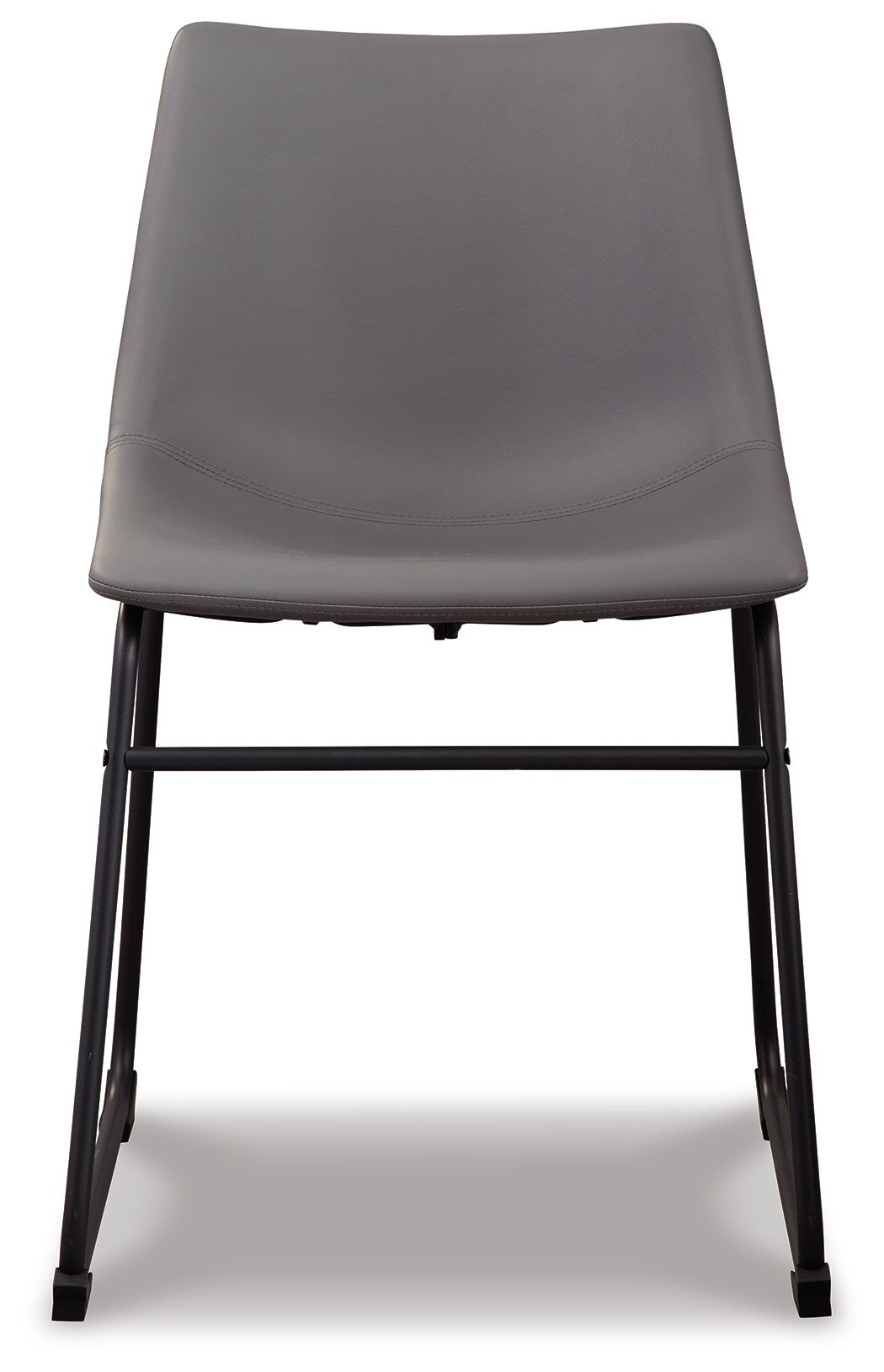 Gray upholstered side chair with black metal legs