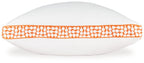 3-in-1 pillow with orange patterned band and white plush cover