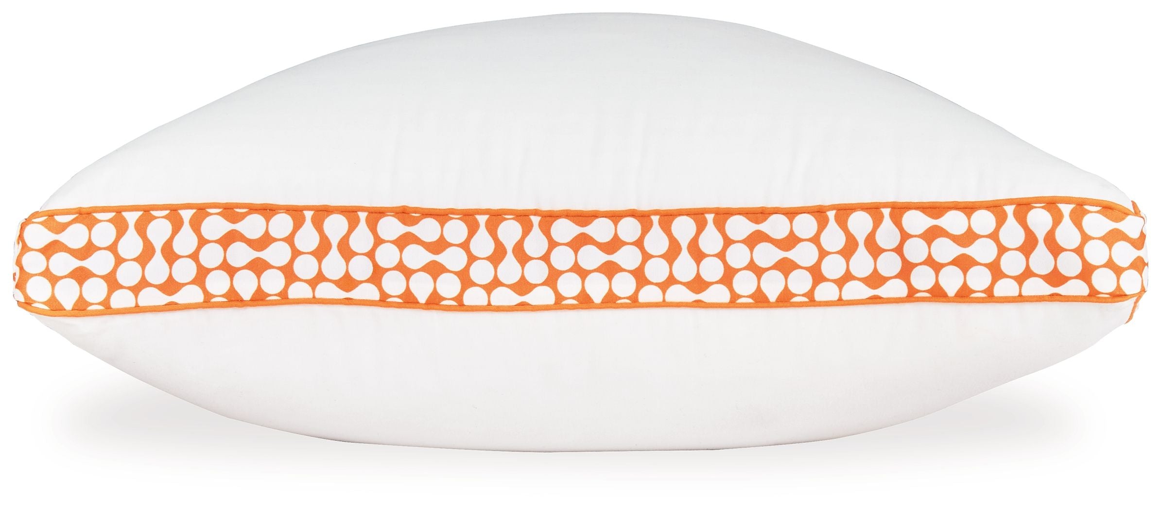3-in-1 pillow with orange patterned band and white plush cover