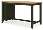 Rectangular dining counter with dark wood top and dark legs, open center
