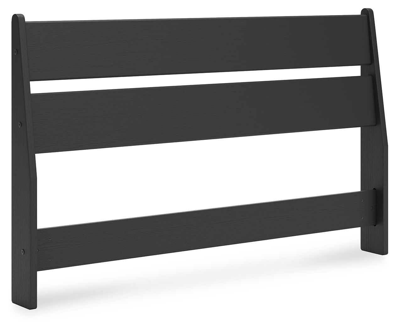 Dark gray panel headboard with three horizontal slats and smooth rectangular frame