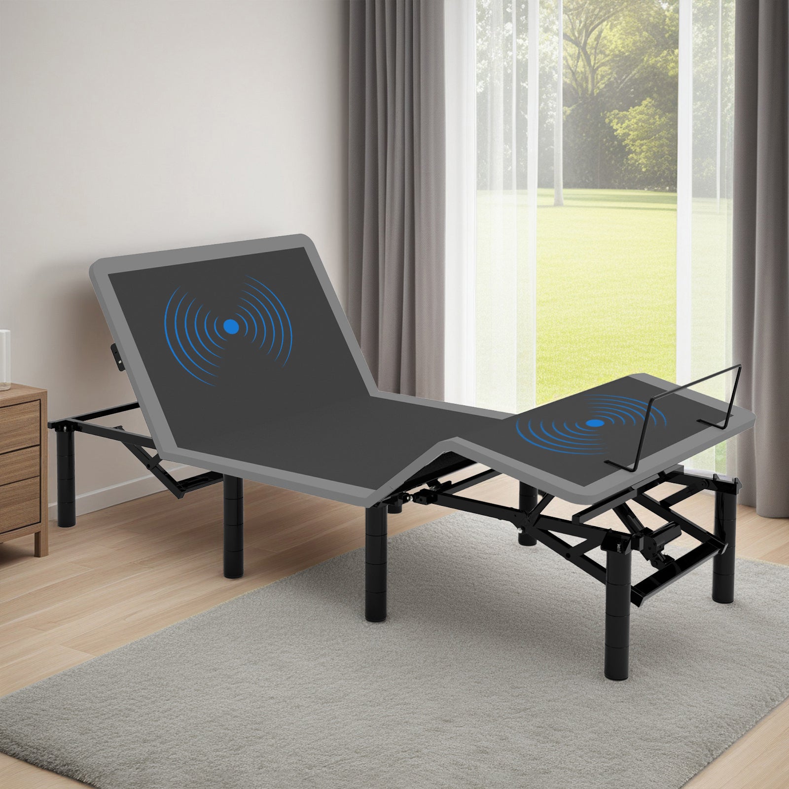 Twin XL Adjustable Bed Frame: Massage, Head/Foot Incline, LED, Remote