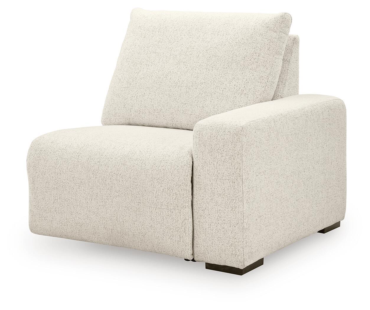 Fabric power wall-hugging recliner chair, light beige, wide arms and padded back