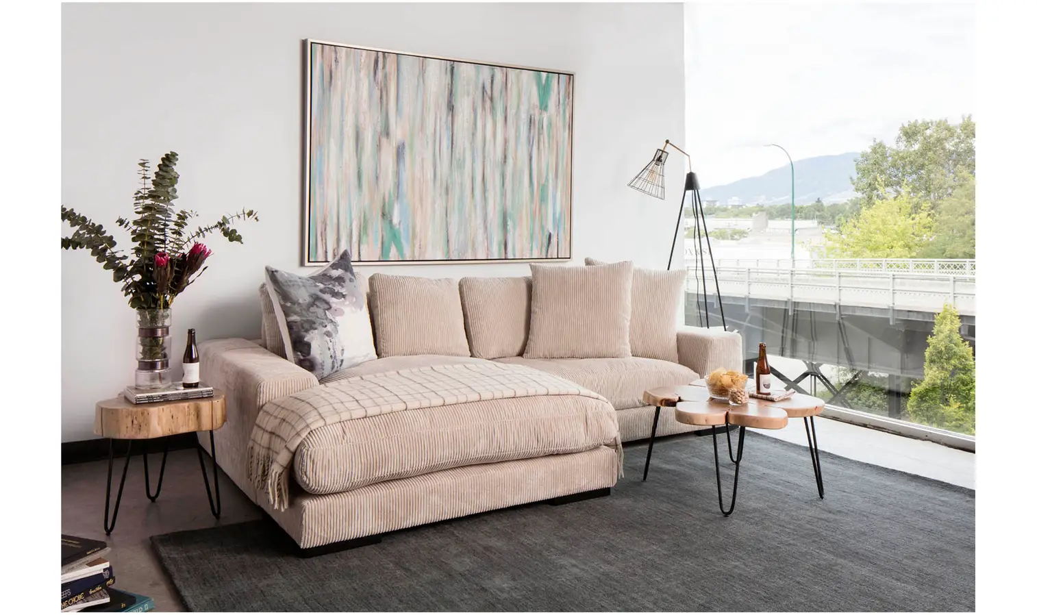 Luxe Comfort: Beige Sectional Sofa - Plunge-Stationary Sectionals-American Furniture Outlet