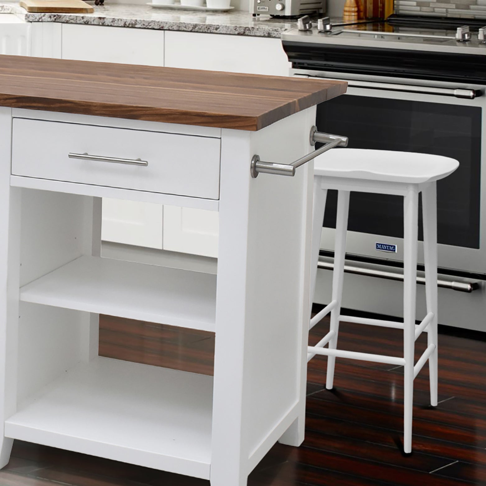 Hilton White Counter Stool (24" Seat Height)
