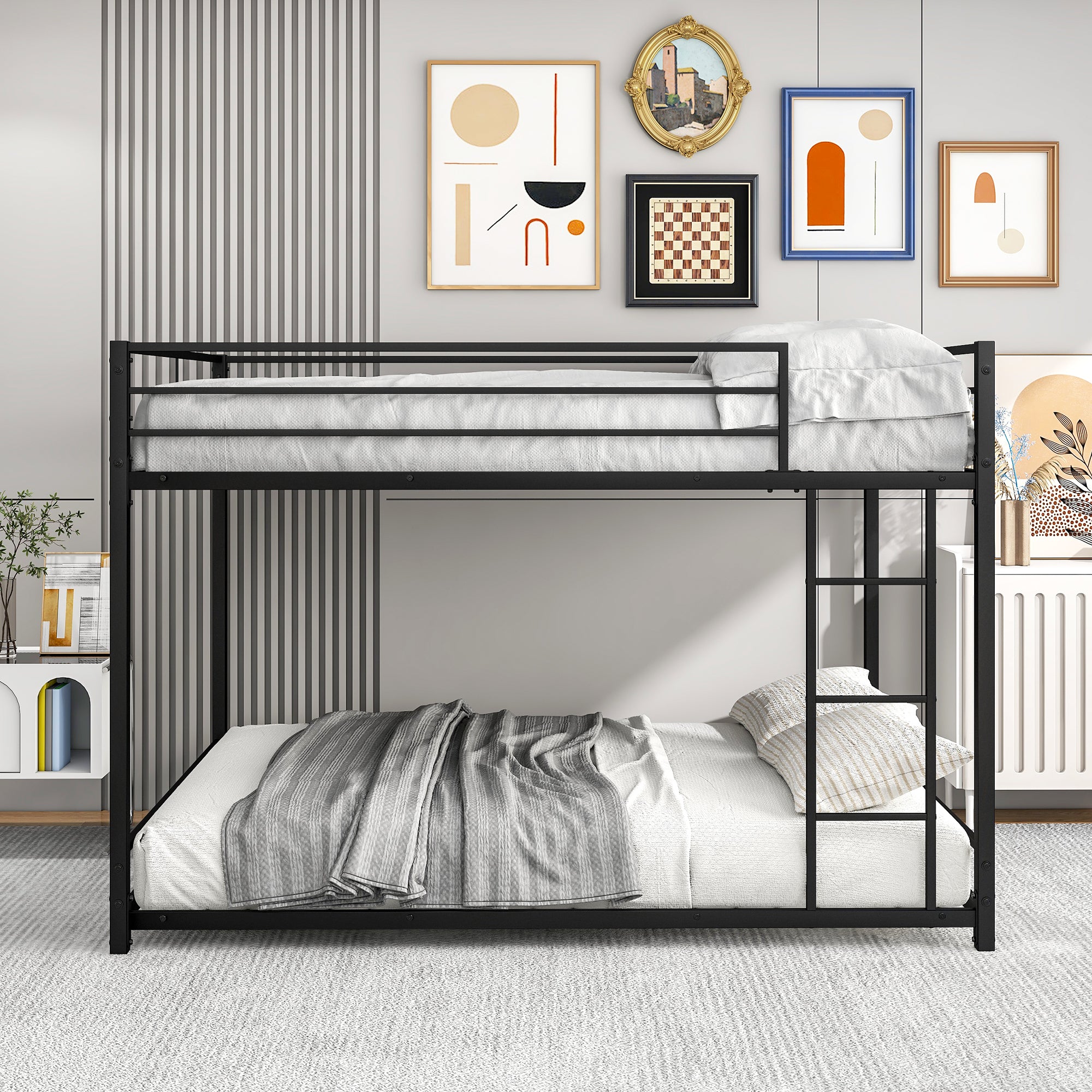 Full Over Full Metal Bunk Bed: Safety, Heavy Duty, Space-Saving Black