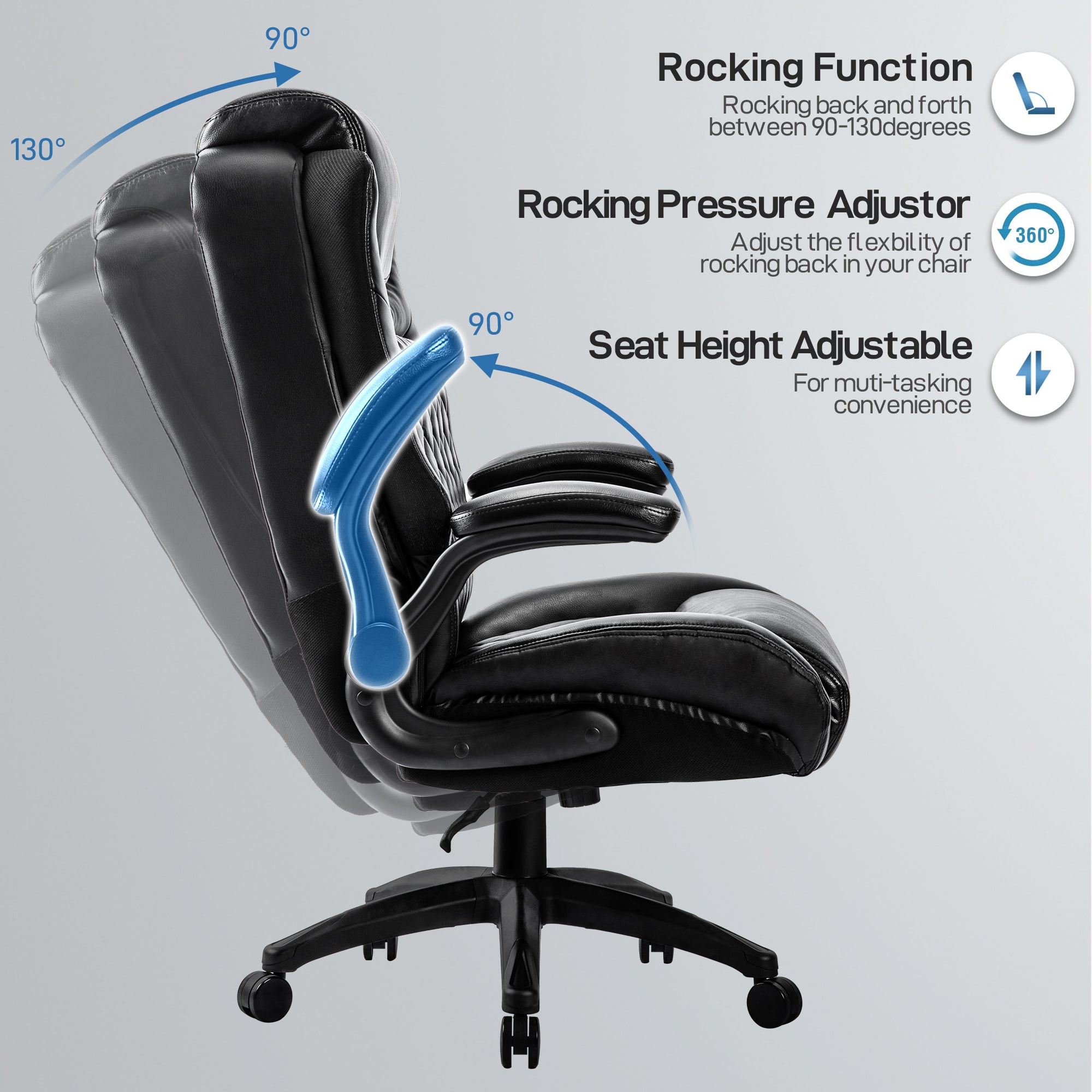 Ergonomic Leather Black Office Chair