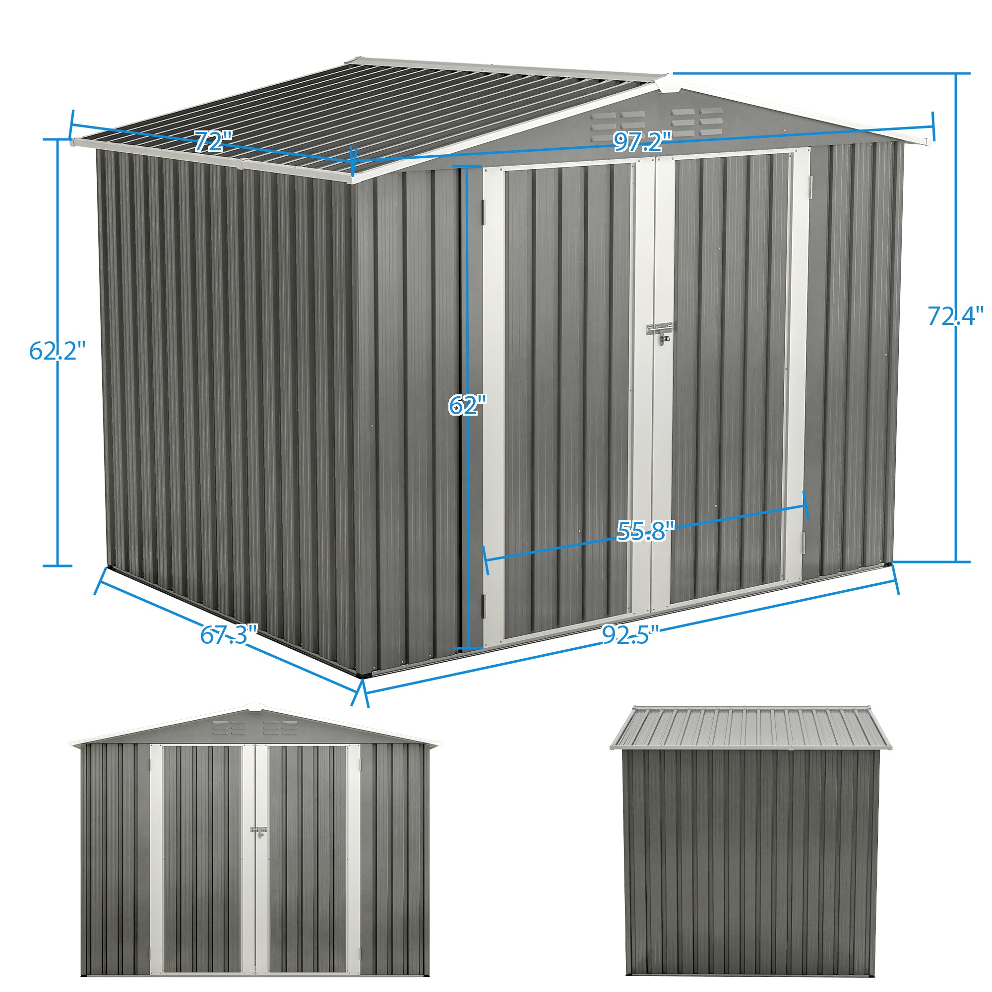 8x6 Outdoor Metal Storage Shed - Lockable