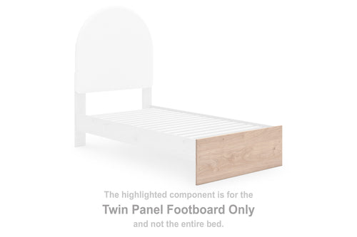 Tan twin panel footboard with vertical posts and horizontal top rail