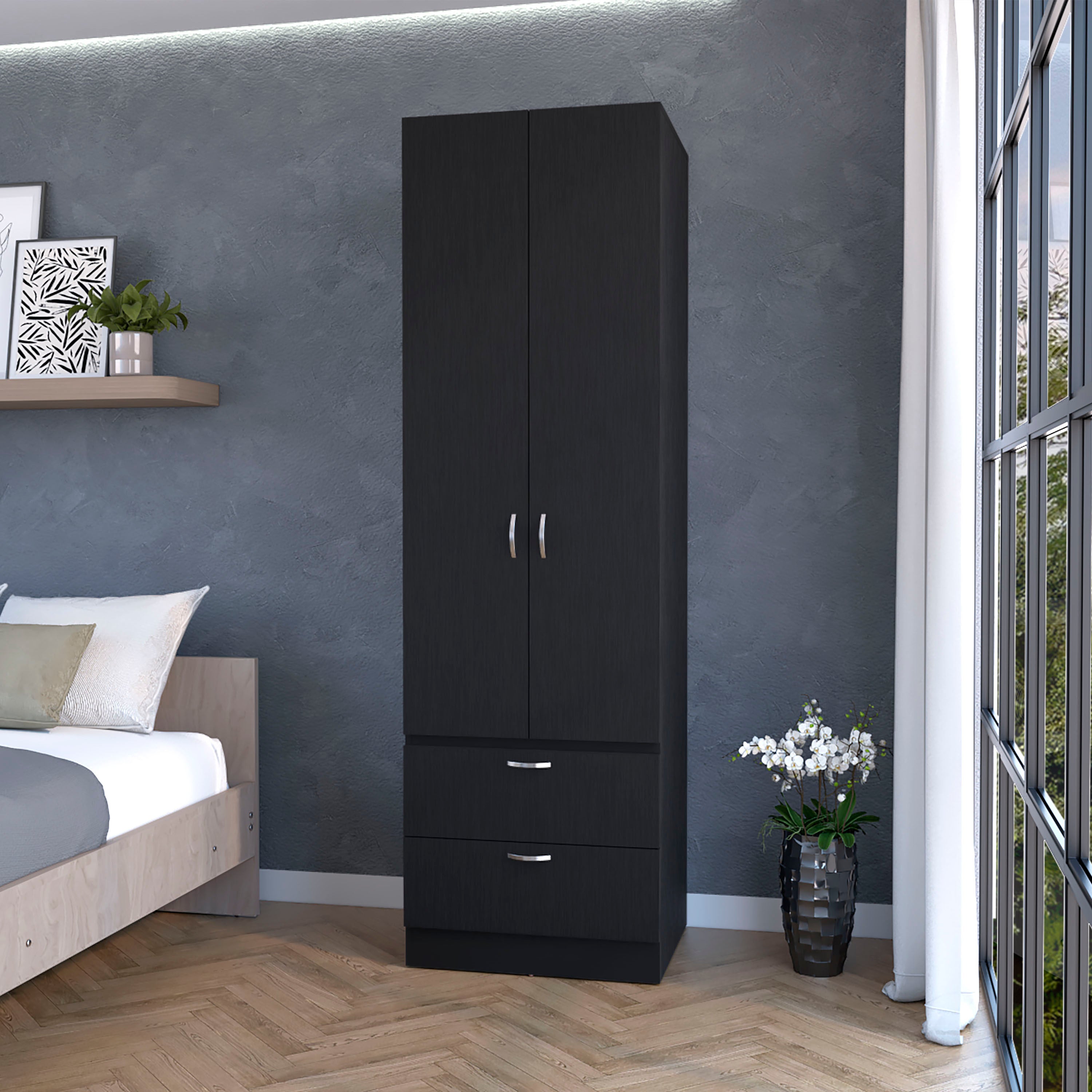 Mayer Tall Melamine Wardrobe 2 Doors & 2 Drawers