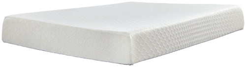 White firm memory foam mattress with quilted cover, 10-inch height
