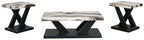 Occasional table set of three with marble-look tops and black X-frame legs