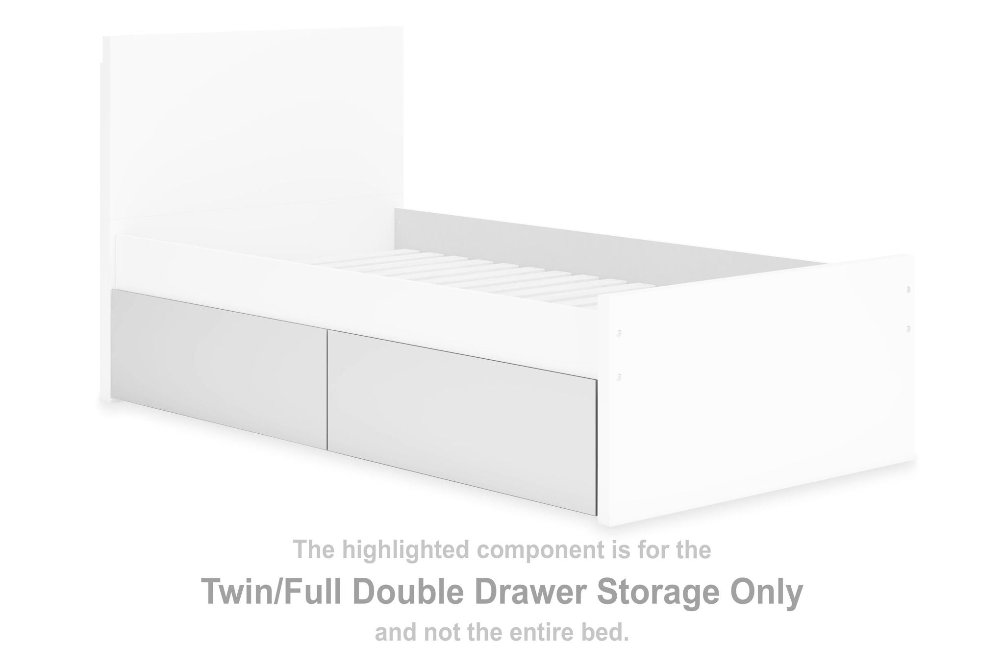 White bed frame with two double drawers