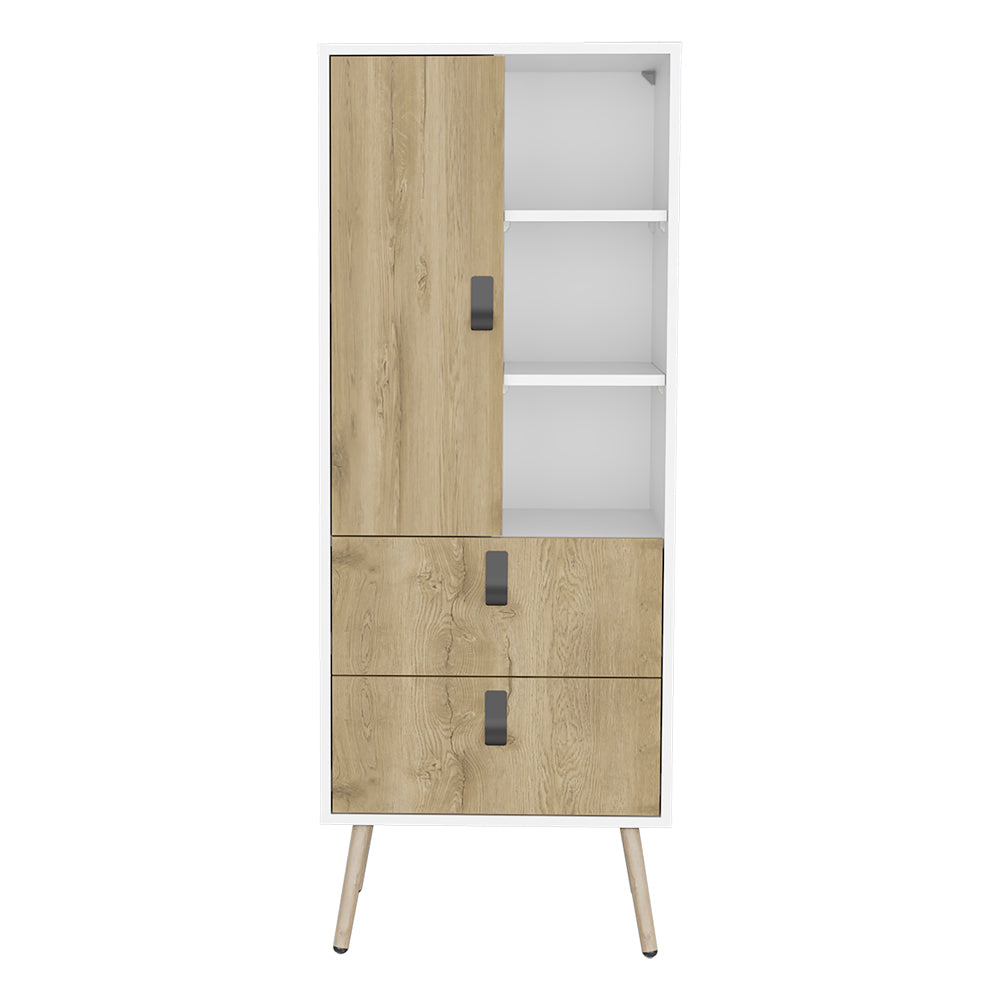 Magness Tall Dresser: White & Macadamia Bedroom Storage