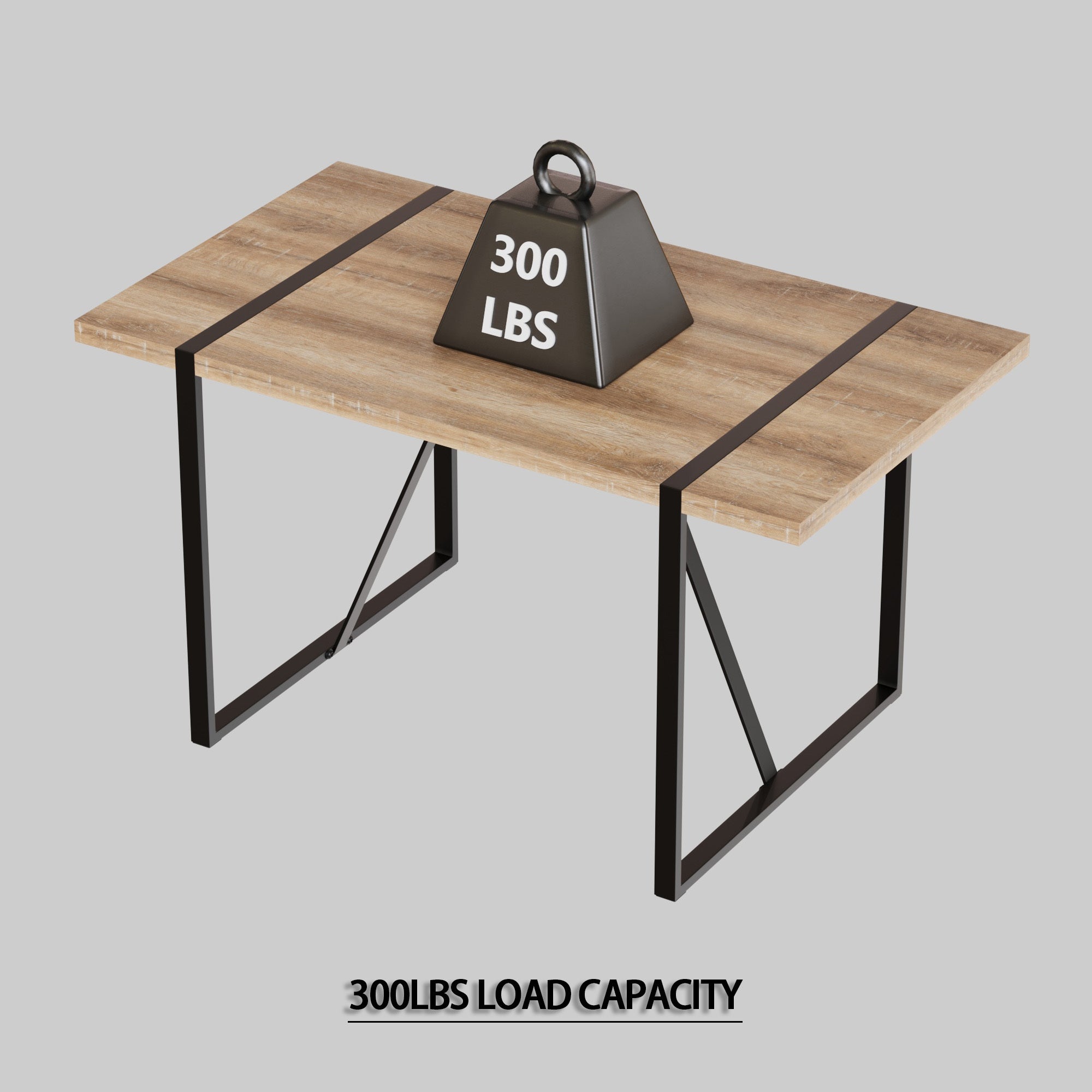 Modern Industrial Dining Table Set - 55" with 4 Chairs