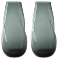 Light blue glass vase, 13-inch tapered shape (set of two)