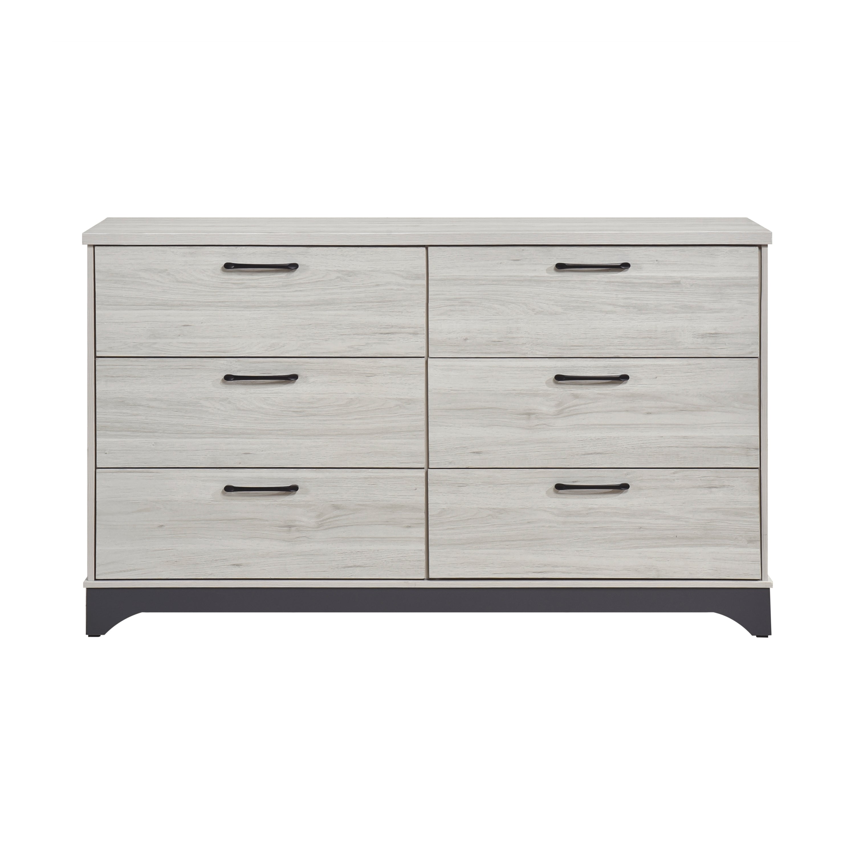 Contemporary White Oak Gray 6-Drawer Dresser Storage