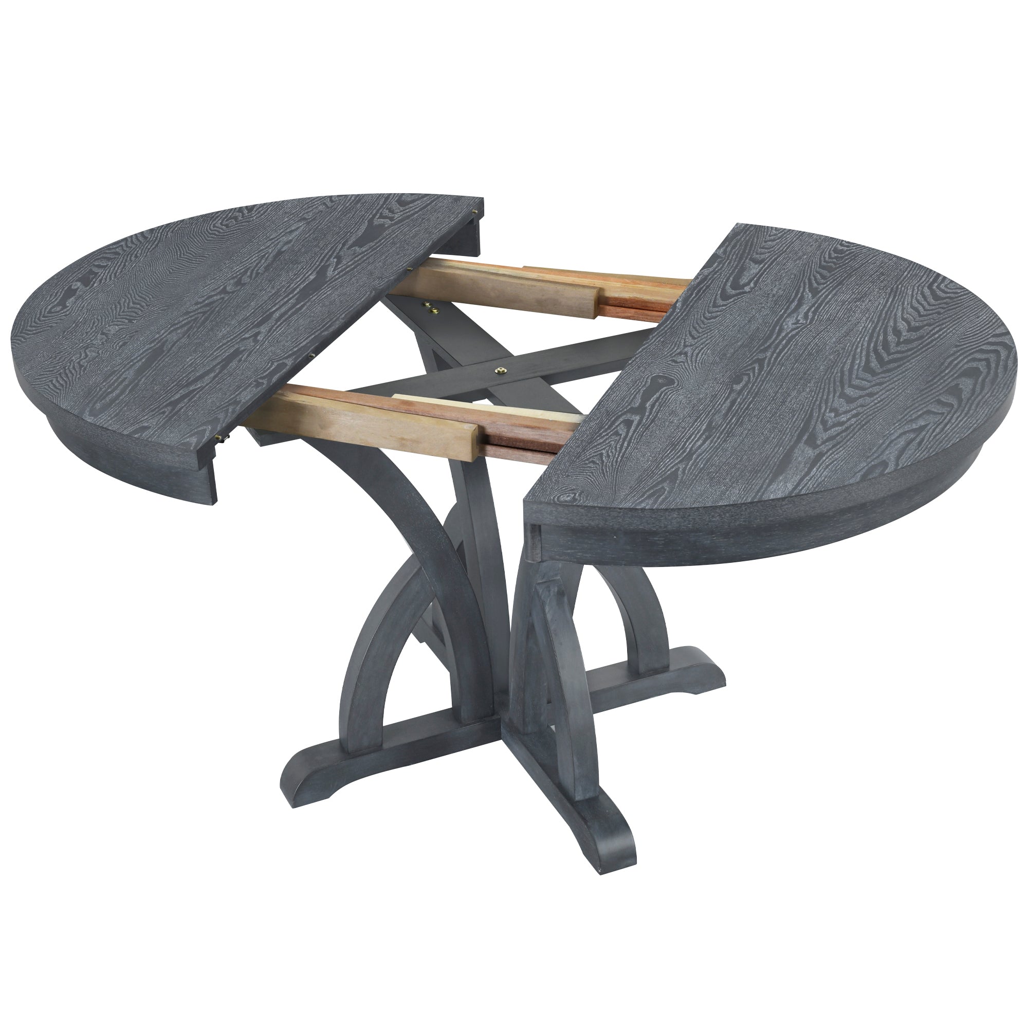 5-Piece Farmhouse Round Dining Table Set (Black)