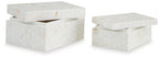 Aldenburg cream patterned box set of 2 with lids closed and aligned