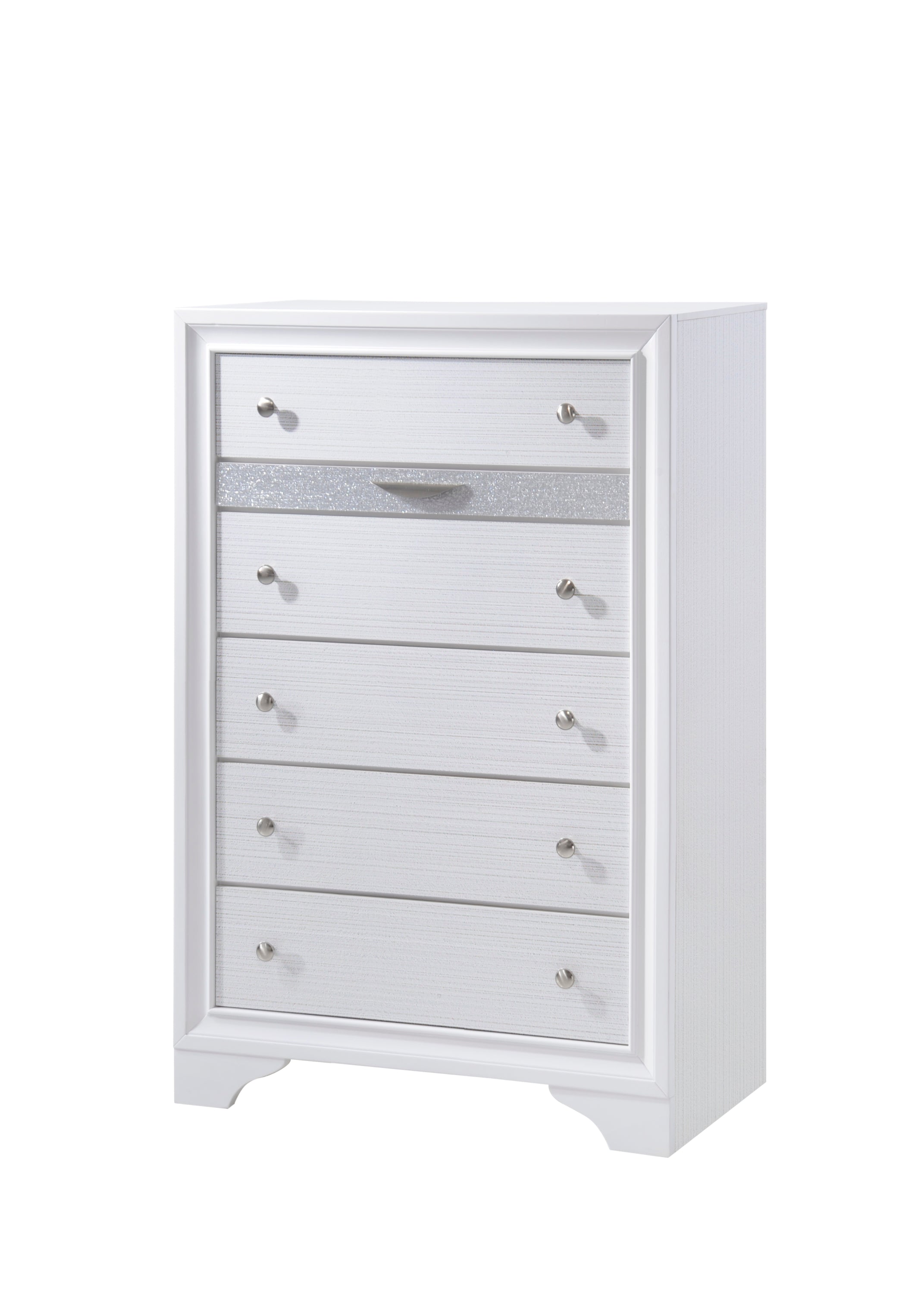Matrix Traditional White Wood 5 Drawer Chest