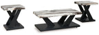 Occasional table with marble-look top and black X-frame pedestal base