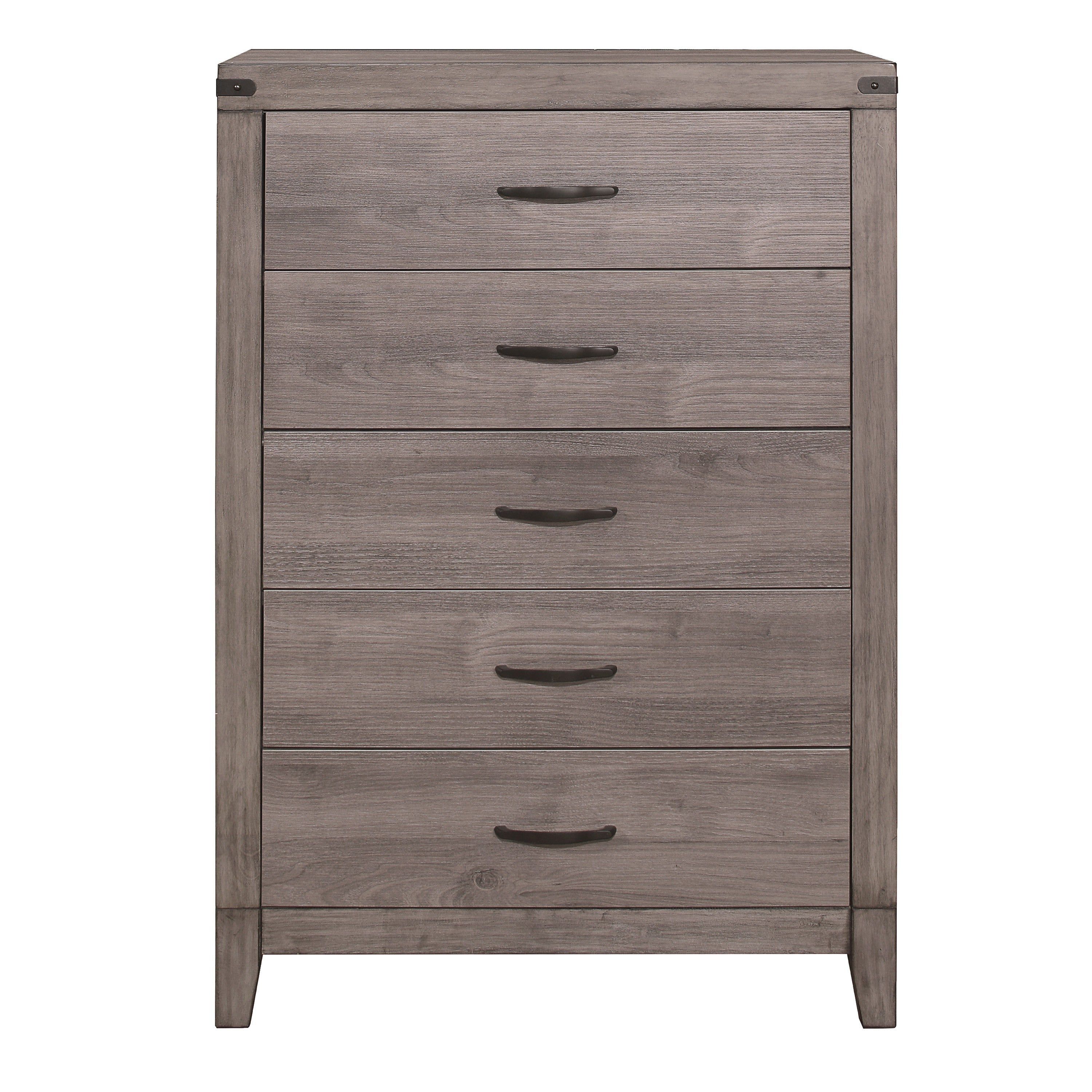 Brownish Gray Melamine 5-Drawer Bedroom Chest w/ Dark Hardware
