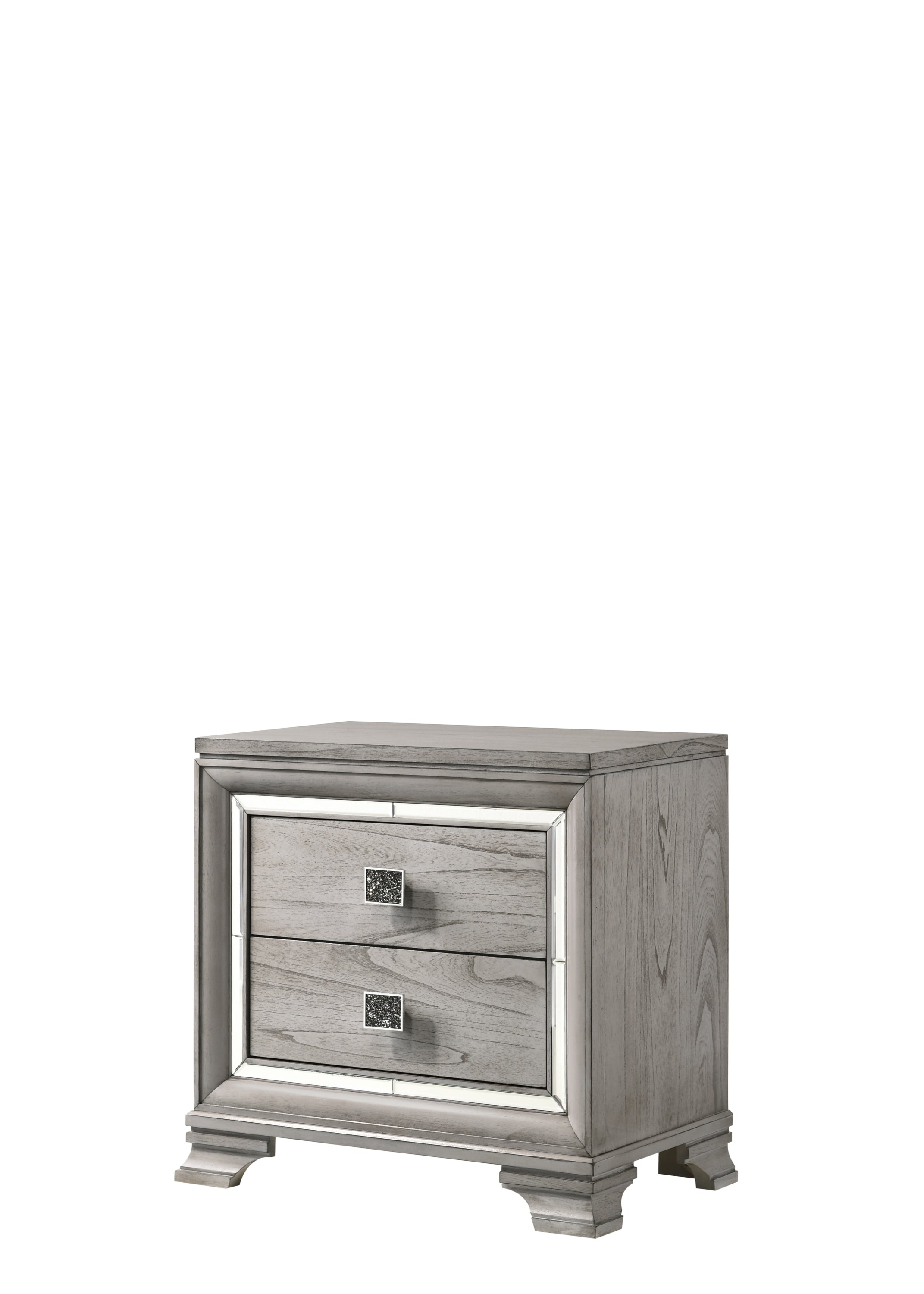 Contemporary Light Grey Solid Wood 2-Drawer Bedroom Furniture